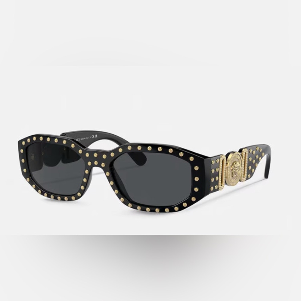Versace Medusa Biggie Studded Black and gold Sunglasses made in Italy